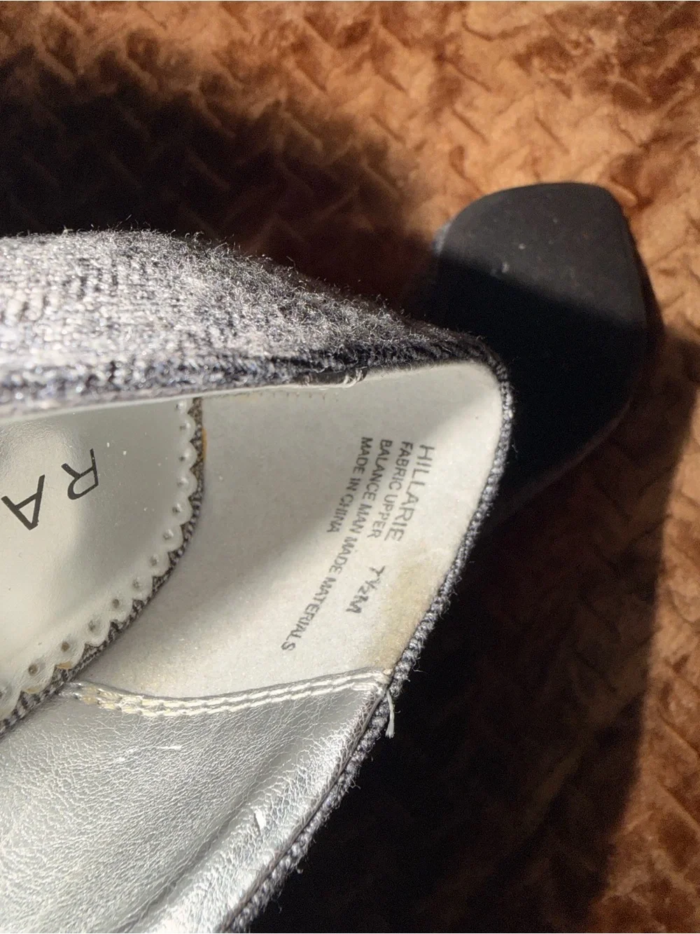 Rampage Gray Herringbone Pointed Toe Heels